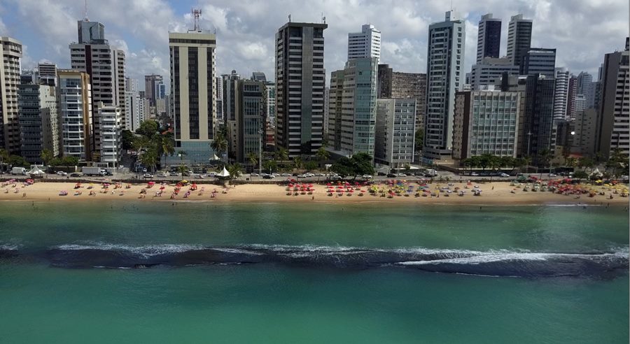 Praia da Boa Viagem - Imagem aérea arrecifes - Pernambuco Recife